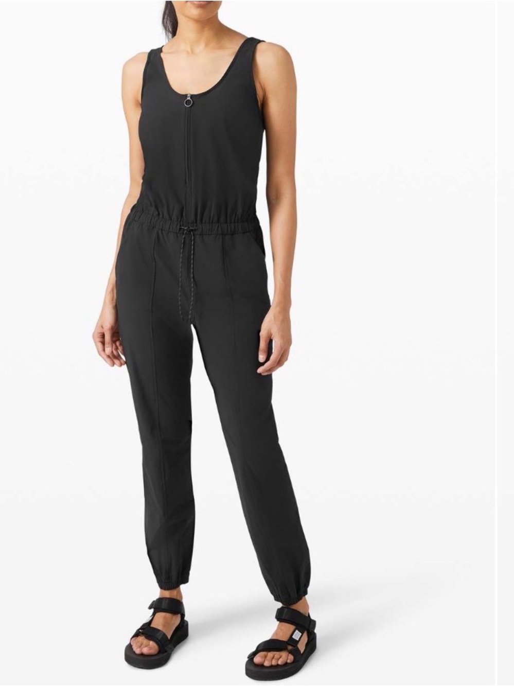 lululemon Shift in Time Black Sleeveless Zip-Front Jumpsuit NWT 4 LW1CI8S